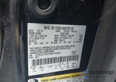 2016 Ford Expedition Limited из США, поврежденный, VIN 1FMJU1KT1GEF12395